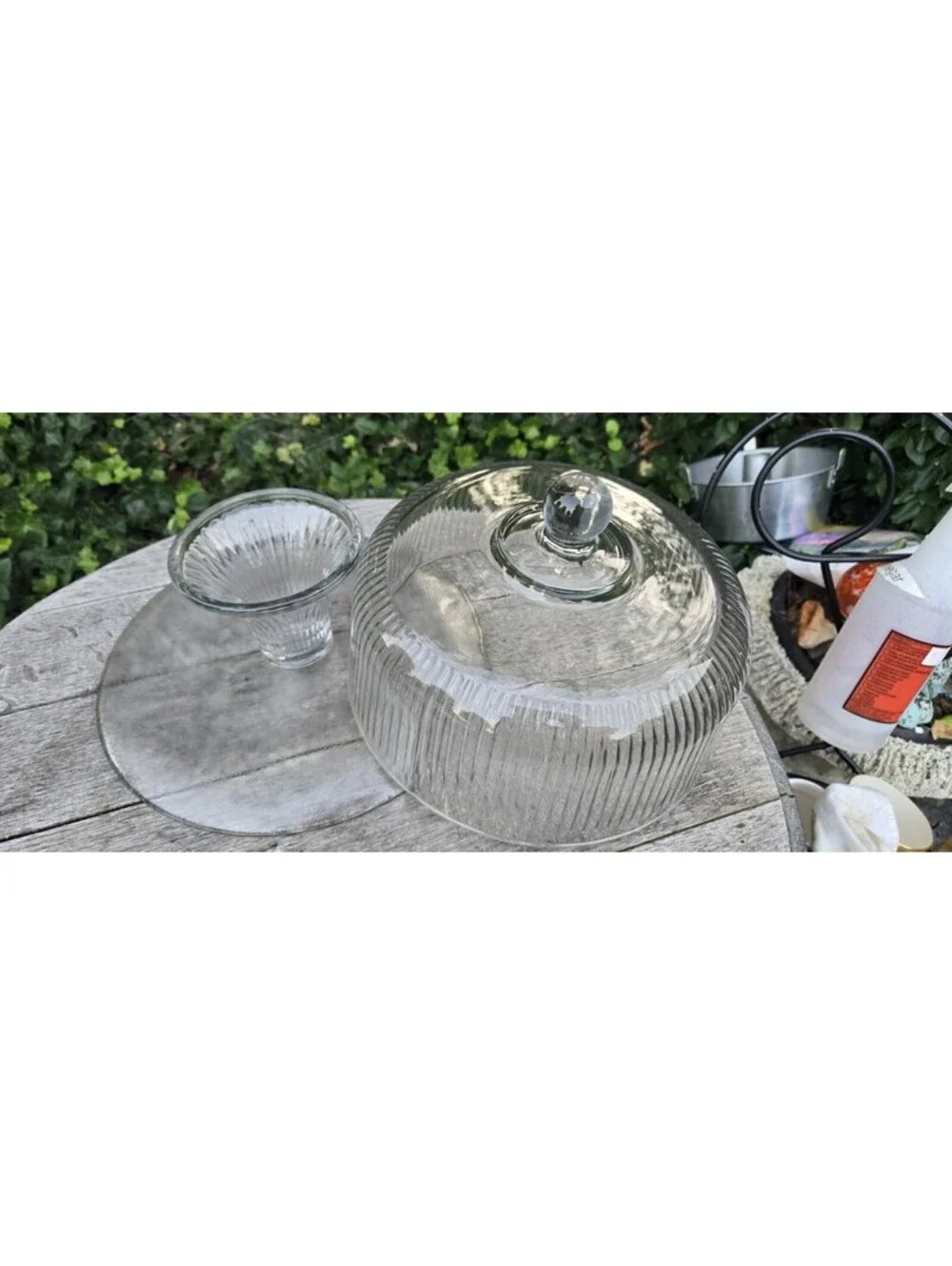 Clear Glass Anchor Hocking Ribbed Glass Cake Stand Doubles As A Punch Bowl